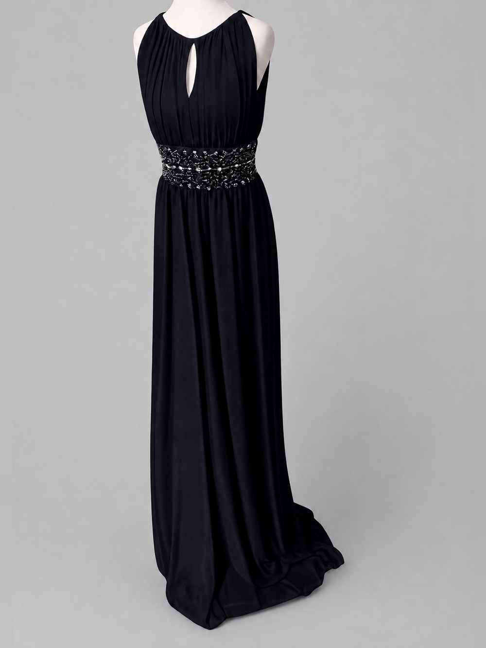 Jessica Howard Blue Beaded-Waist Maxi Cruise Gown Dress Size 6